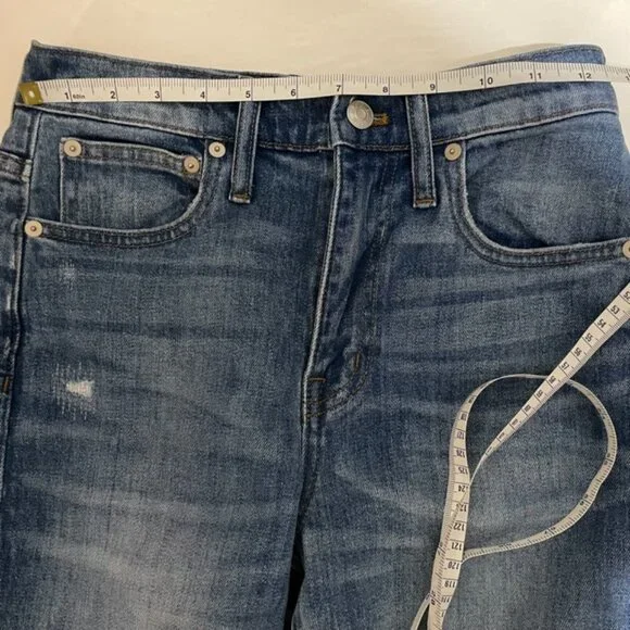 Madewell Size 24 The High Rise Slim Distressed Raw Hem Boyfriend Jeans N… - Picture 9 of 10